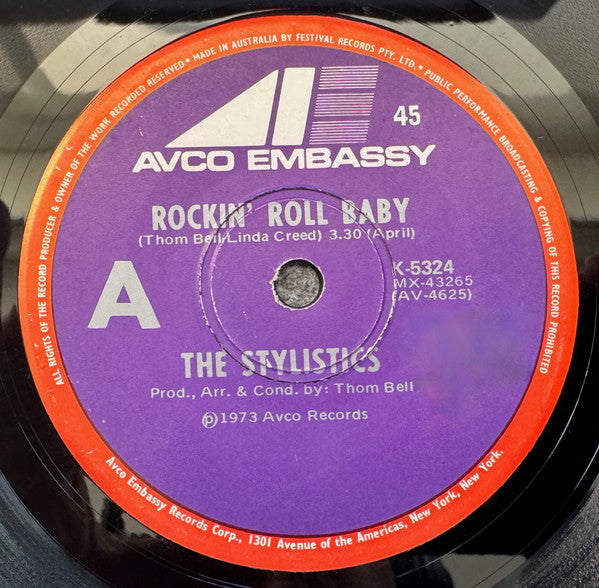 The Stylistics : Rockin' Roll Baby (7", Single)