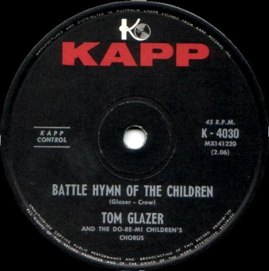 Tom Glazer & The Children's Chorus : Battle Hymn Of The Children (7", Single)