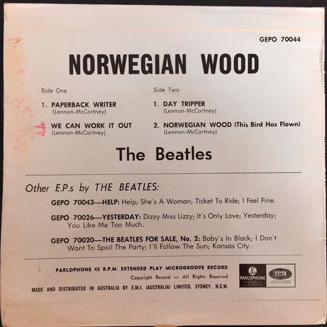 The Beatles : Norwegian Wood (7", EP)