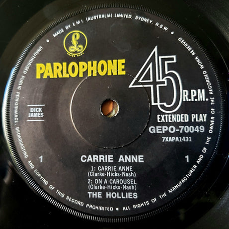 The Hollies : Carrie Anne (7", EP)
