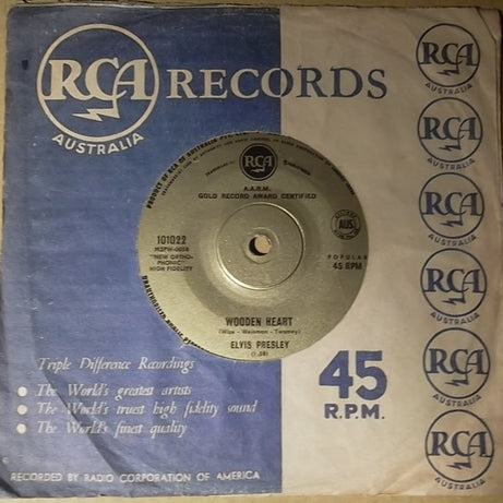Elvis Presley : Wooden Heart (7", Single, Mono, gol)