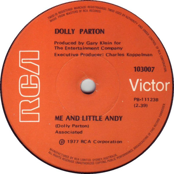 Dolly Parton : Here You Come Again / Me And Little Andy (7", Single)