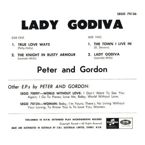 Peter & Gordon : Lady Godiva (7", EP)