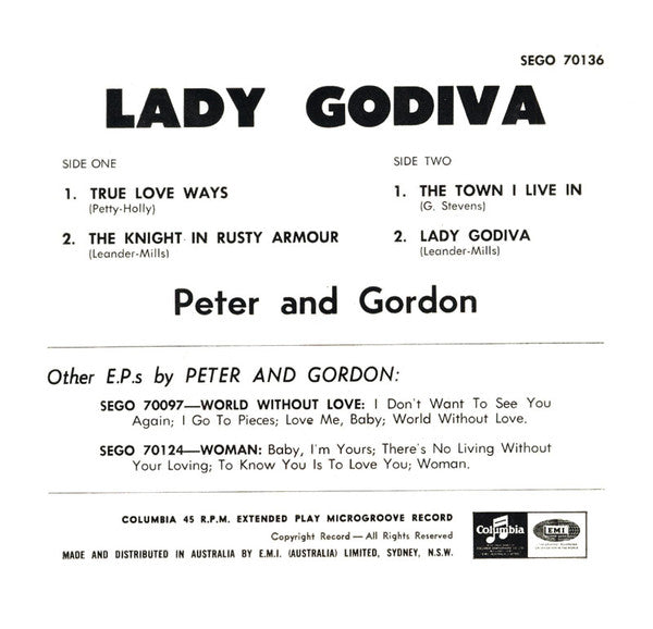 Peter & Gordon : Lady Godiva (7", EP)