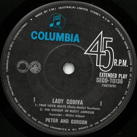 Peter & Gordon : Lady Godiva (7", EP)
