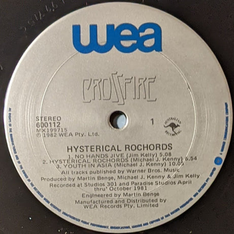 Crossfire (9) : Hysterical Rochords (LP, Album)