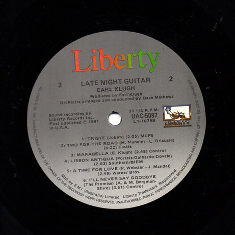 Earl Klugh : Late Night Guitar (LP, Album)