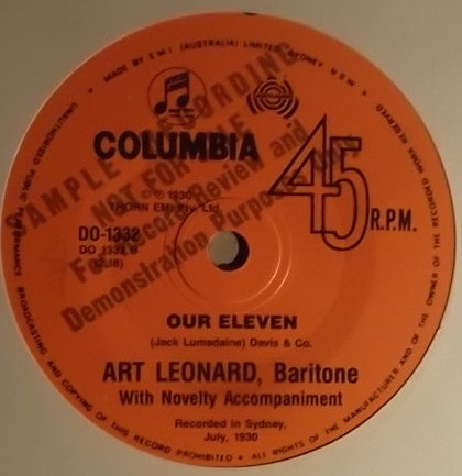 Art Leonard : Our Don Bradman (7", Promo)