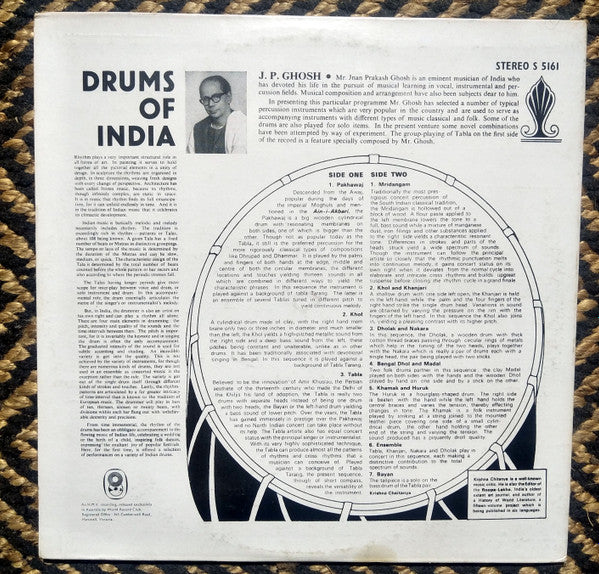 J. P. Ghosh* : Drums Of India (LP, Album, Club)