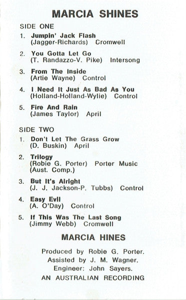 Marcia Hines : Marcia Shines (Cass, Album)