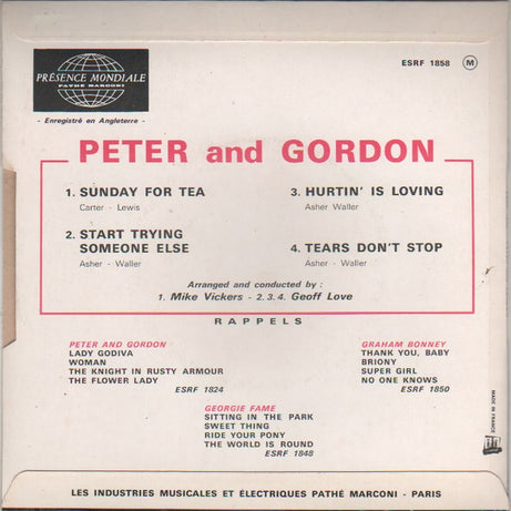 Peter & Gordon : Sunday For Tea (7", EP)