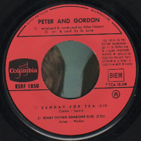 Peter & Gordon : Sunday For Tea (7", EP)