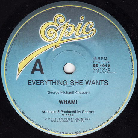 Wham! : Last Christmas / Everything She Wants (7", Single)