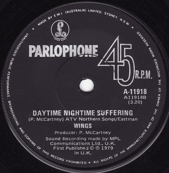 Wings (2) : Goodnight Tonight (7")