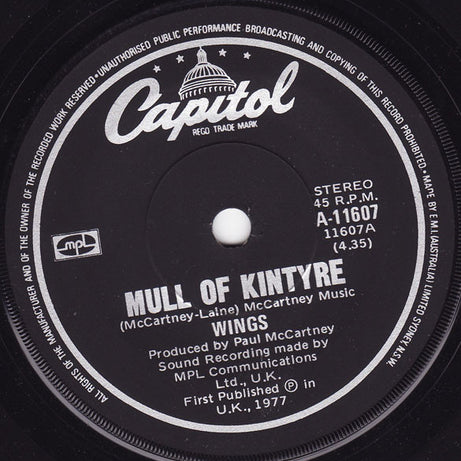Wings (2) : Mull Of Kintyre (7", Single, Pic)
