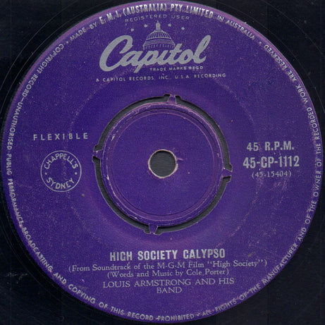 Louis Armstrong And His Band / Bing Crosby And Louis Armstrong : High Society Calypso / Now You Has Jazz (7", Single)