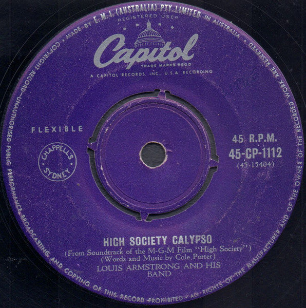 Louis Armstrong And His Band / Bing Crosby And Louis Armstrong : High Society Calypso / Now You Has Jazz (7", Single)