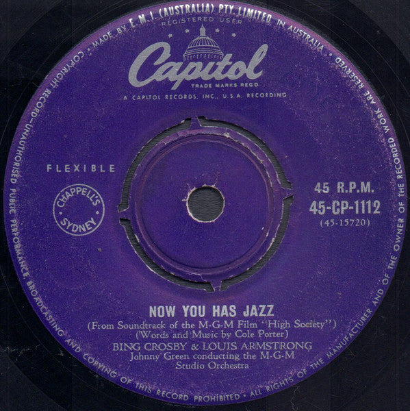Louis Armstrong And His Band / Bing Crosby And Louis Armstrong : High Society Calypso / Now You Has Jazz (7", Single)