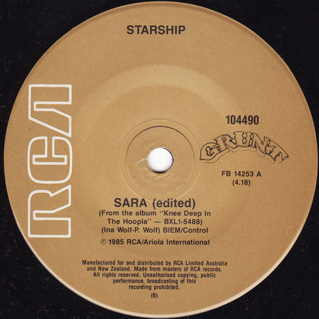 Starship (2) : Sara (7", Single)