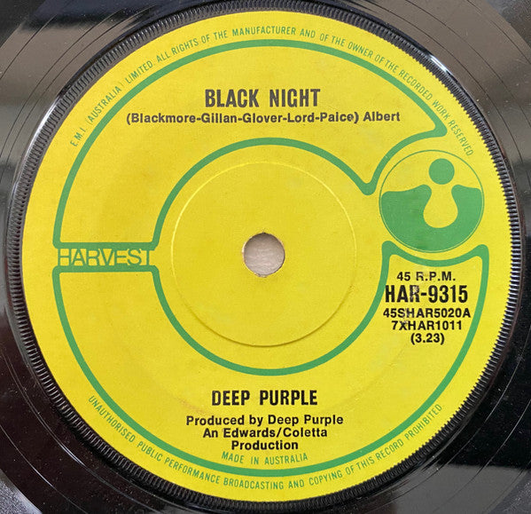 Deep Purple : Black Night (7", Single, Mono)