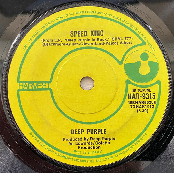Deep Purple : Black Night (7", Single, Mono)