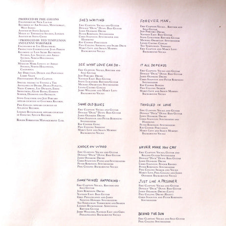 Eric Clapton : Behind The Sun (LP, Album, Son)