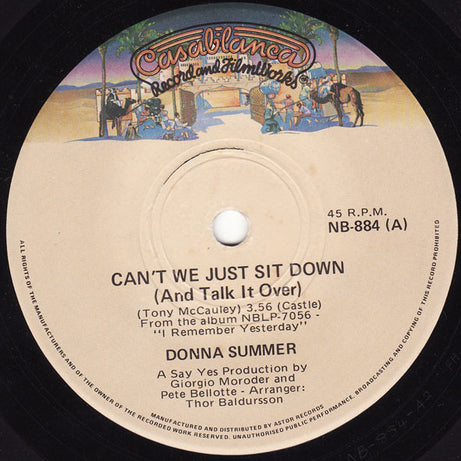 Donna Summer : Can't We Just Sit Down (And Talk It Over) / I Feel Love (7", Single)