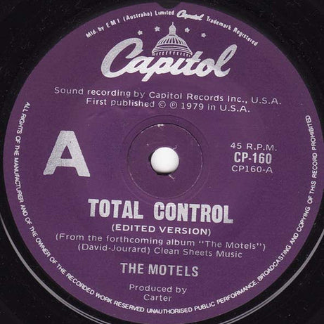 The Motels : Total Control (7", Single, RP)