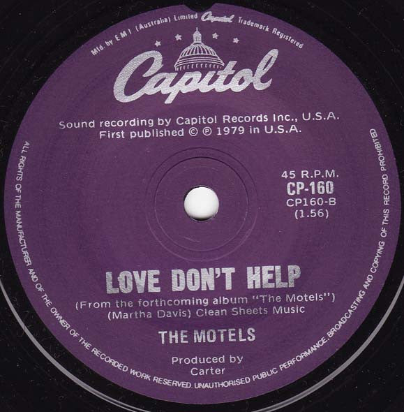 The Motels : Total Control (7", Single, RP)