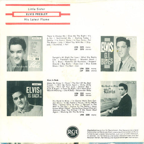 Elvis Presley : Little Sister / His Latest Flame (7", Single)