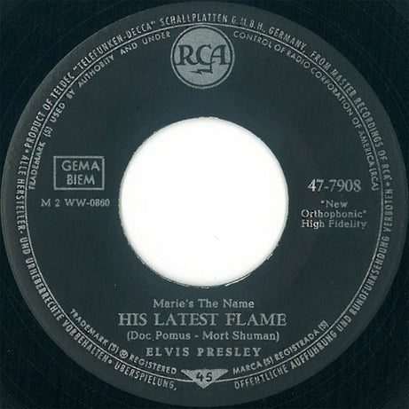 Elvis Presley : Little Sister / His Latest Flame (7", Single)