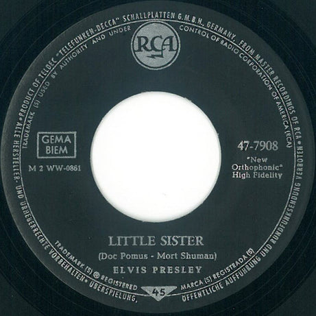 Elvis Presley : Little Sister / His Latest Flame (7", Single)