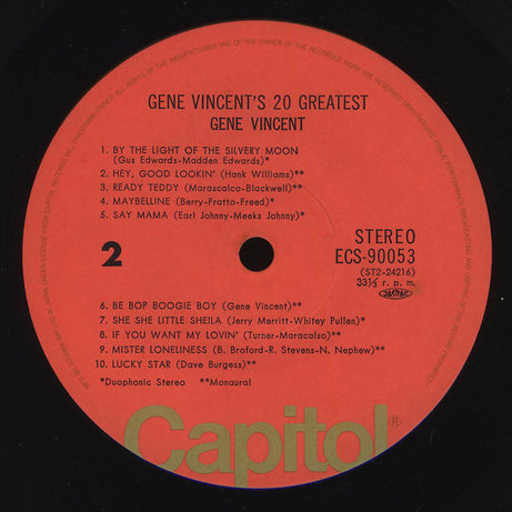 Gene Vincent : Gene Vincent's 20 Greatest (LP, Comp)