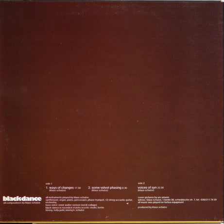 Klaus Schulze : Blackdance (LP, Album)
