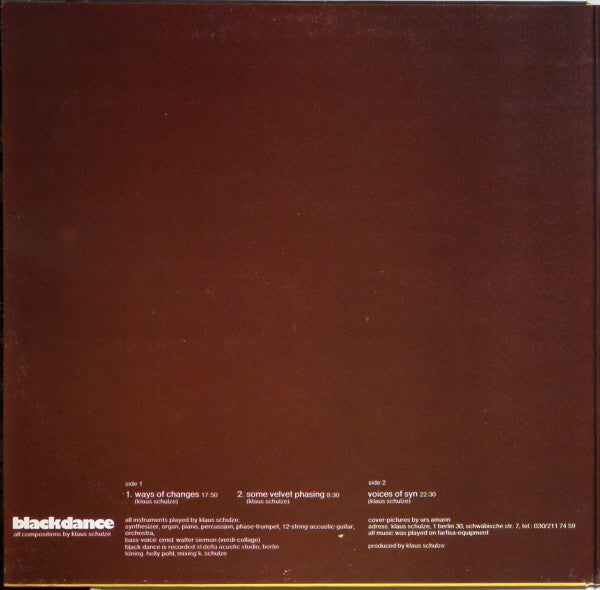 Klaus Schulze : Blackdance (LP, Album)