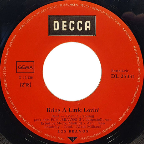 Los Bravos : Bring A Little Lovin' / Make It Last (7", Single)