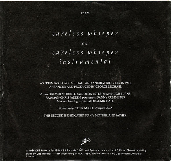 George Michael : Careless Whisper (7")