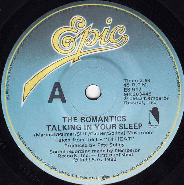 The Romantics : Talking In Your Sleep (7", Single)