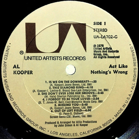 Al Kooper : Act Like Nothing's Wrong (LP, Album, All)