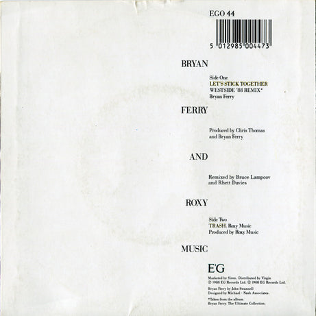 Bryan Ferry : Let's Stick Together (7", Single)