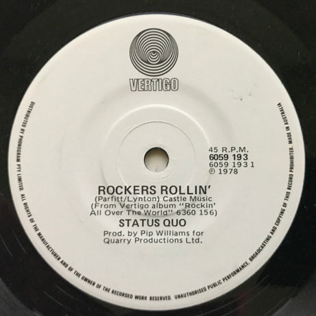 Status Quo : Rockers Rollin' / Hold You Back (7", Single)