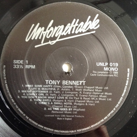 Tony Bennett : Unforgettable 16 Golden Classics (LP, Comp)