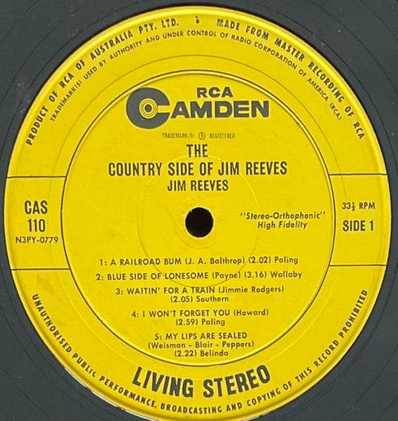 Jim Reeves : The Country Side Of Jim Reeves (LP, Album)