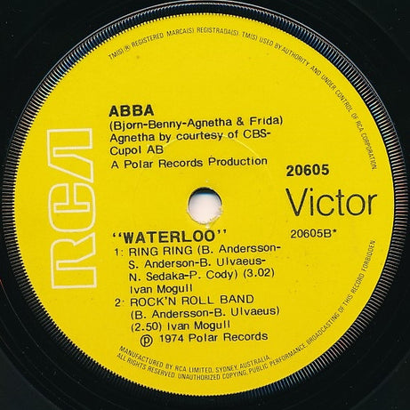 ABBA : Waterloo / Watch Out / Ring Ring / Rock 'N Roll Band (7", EP)
