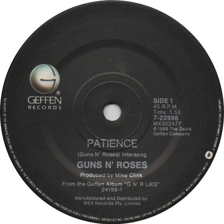 Guns N' Roses : Patience (7", Single)
