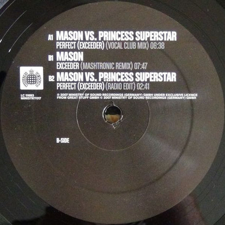 Mason Vs. Princess Superstar : Perfect (Exceeder) / Exceeder (12")