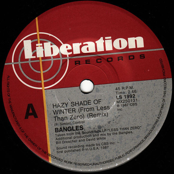 Bangles : Hazy Shade Of Winter (7", Single)