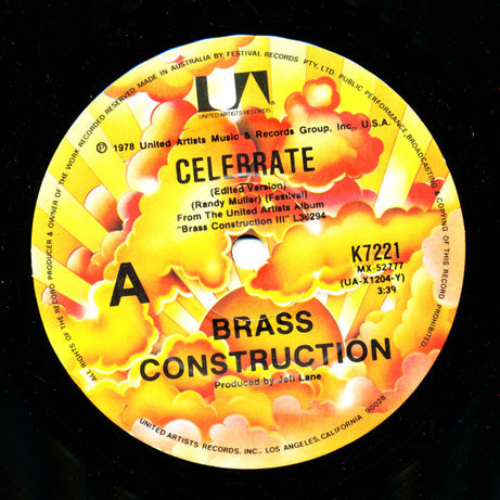 Brass Construction : Celebrate (7", Single)