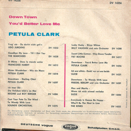 Petula Clark : Down Town (7", Single)