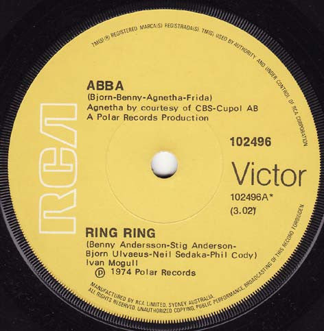 ABBA, Björn & Benny, Agnetha & Anni-Frid : Ring Ring (7")